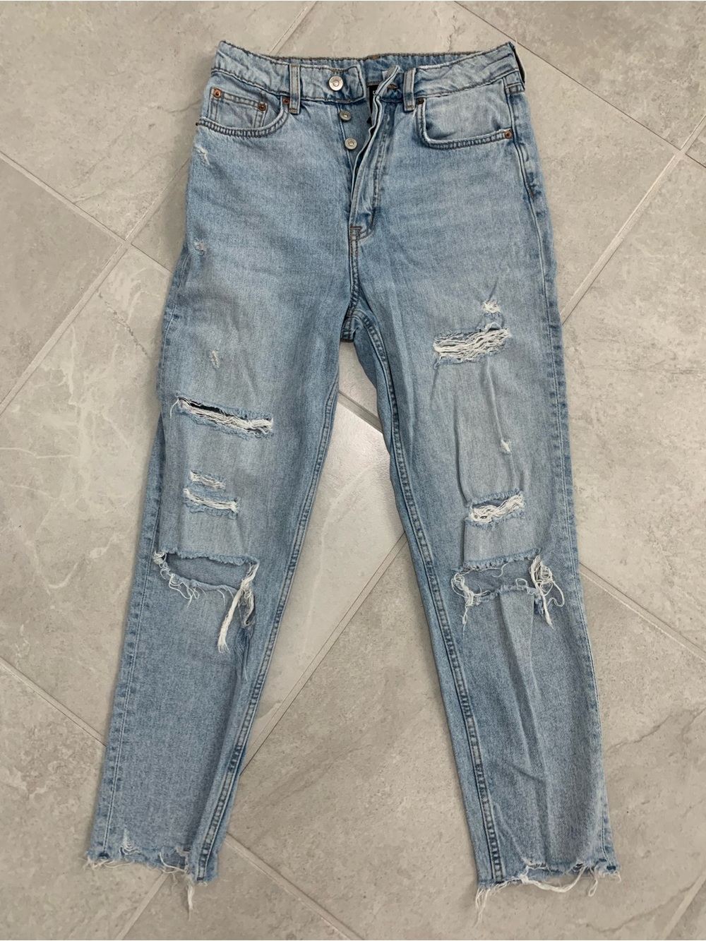 H&M Light Blue Distressed Boyfriend Jeans